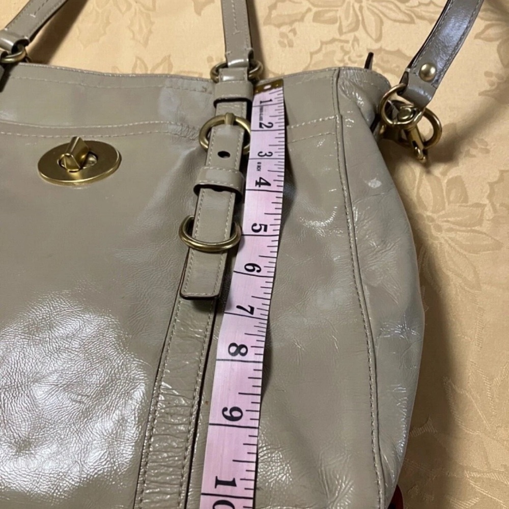 Coach Tan Leather Tote with Gold Accents - Picture 4 of 13